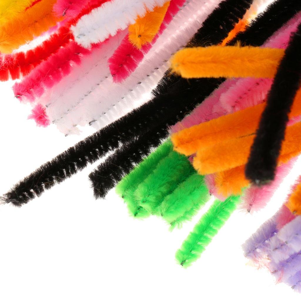 100Pcs Assorted Plush Pipe Cleaners Chenille Craft Supplies Stems Christmas Decor