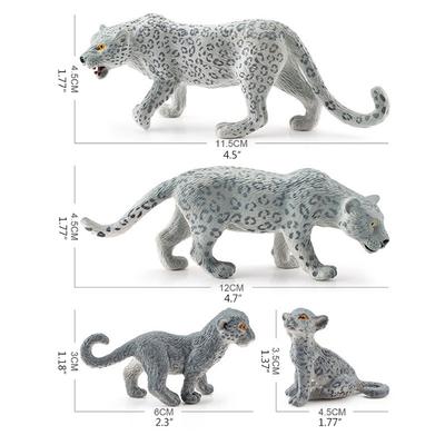 4 Pieces Snow Leopard Figurine PVC Realistic Snow Leopards Miniature Wild Animals Model Action Figure For Clooection