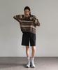 Beleunepeu Of Stripe Pullover Knit_Brown
