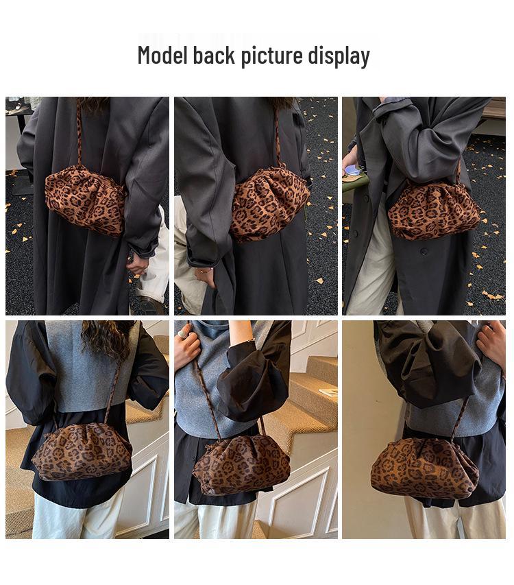 Leopard Print Pleated Cloud Shoulder Bag - Stylish Women's Crossbody Niche, New Collection