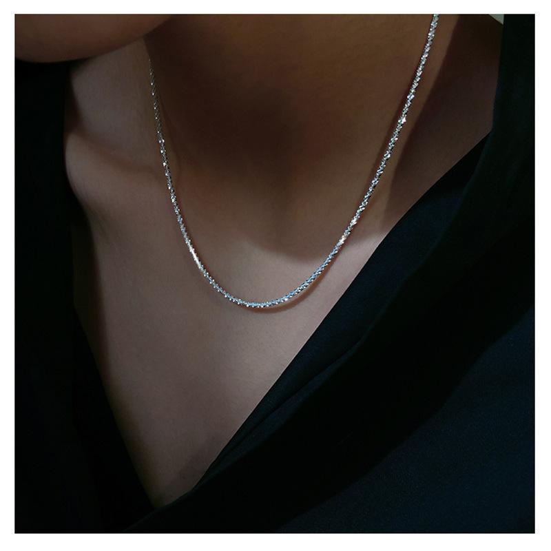 Sparkling Gypsy Necklace Women'S Clavicle Chain Neck Chain Simple Glitter Plain Chain Stackable Design Premium
