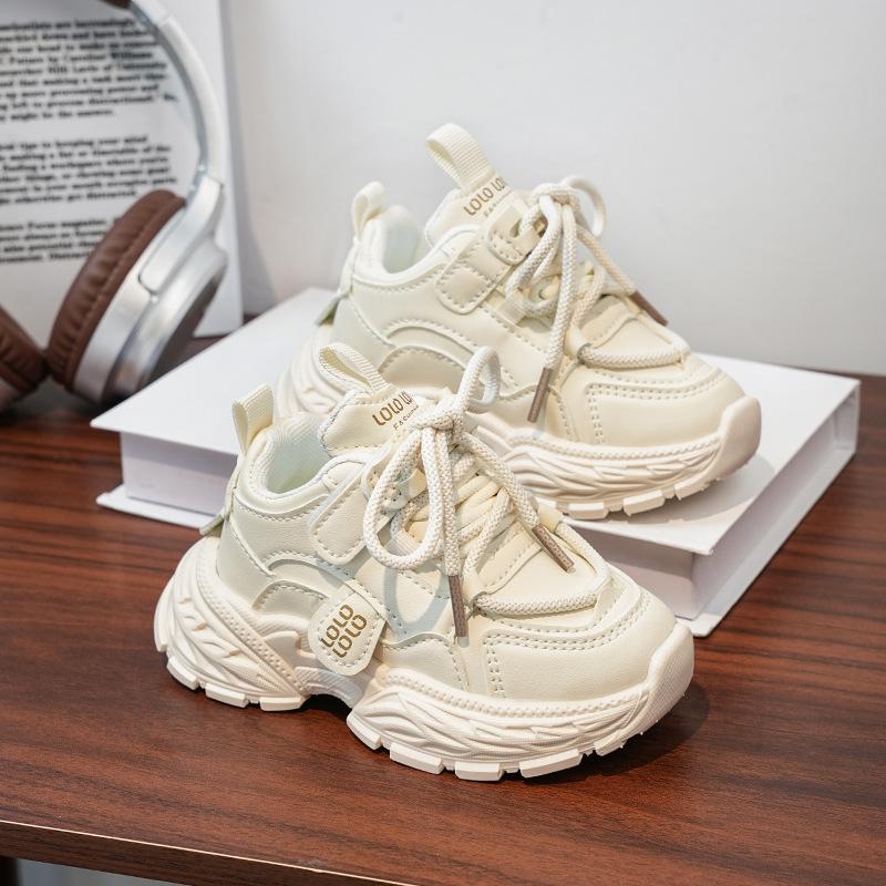 Solid Color Simple Unisex Kids Soft Sole Comfortable Casual Sports Chunky Dad Sneakers