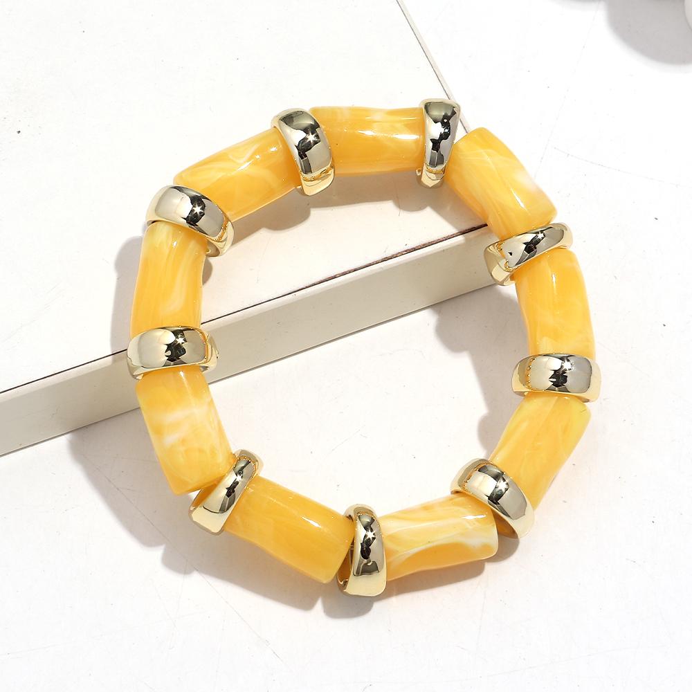 Vintage Acrylic Bamboo Beads Bracelets for Women Fashion Resin Chunky Tube Beaded Stretchy Stackable Bracelet New Jewelry Gift