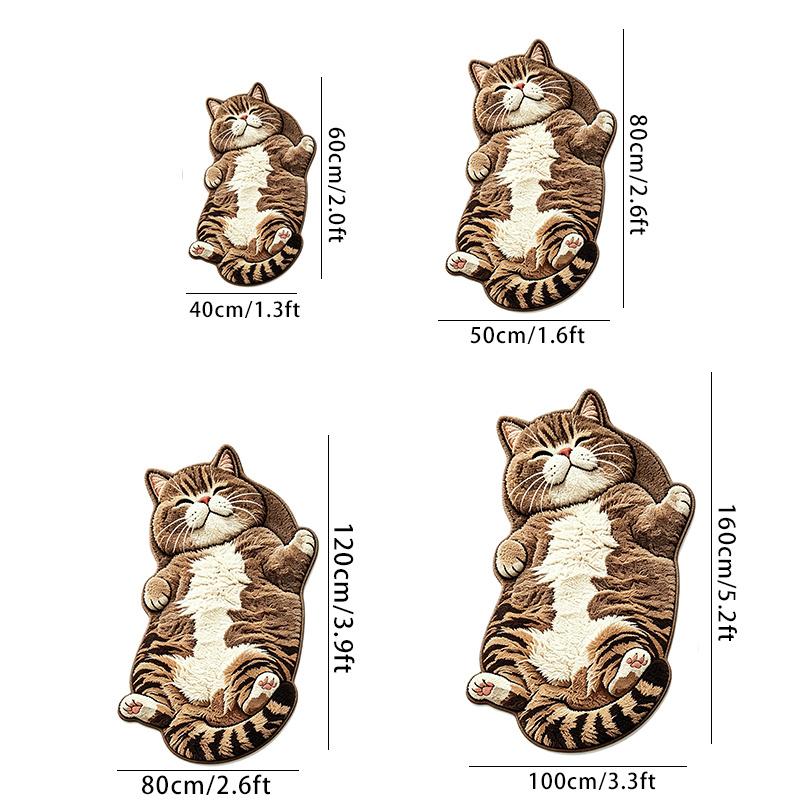 Cute Chubby Tabby Cat Shaped Doormat 2D Print Non Slip Waterproof Floor Mat For Bedroom Entrance Animal Home Decor Rug