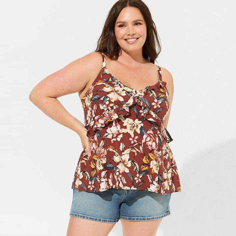 

2024 Summer plus Size Women s Clothes People Cotton Silk Slim Looking Bottoming Shirt Vest Tops Print Small Sling Wooden Ear 279 Wine Red-Flaw 3