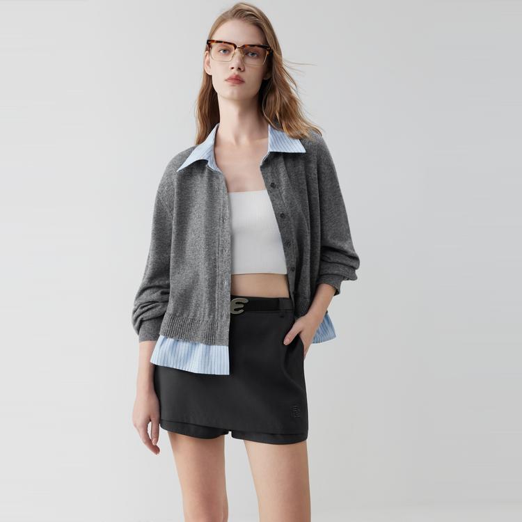 ELLE Two-Piece Casual Long Sleeve Knit Cardigan With Lapel Sweater Women Cardigans EM52632