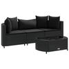 VidaXL Salon de jardin 4 pcs avec coussins noir résine tressée, ensemble de canapés d'extérieur, canapé d'angle de jardin, 3308363