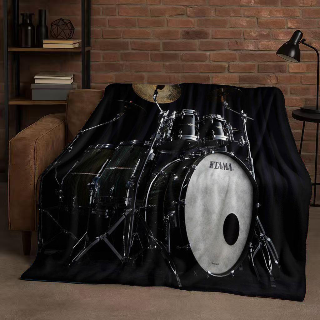 Set Batteria Classico Strumenti Musicali Rock Coperta in Flanella, Coperta Plaid Ultra Morbida per Casa Camera da Letto Letto Divano Copertura Regalo per Bambini