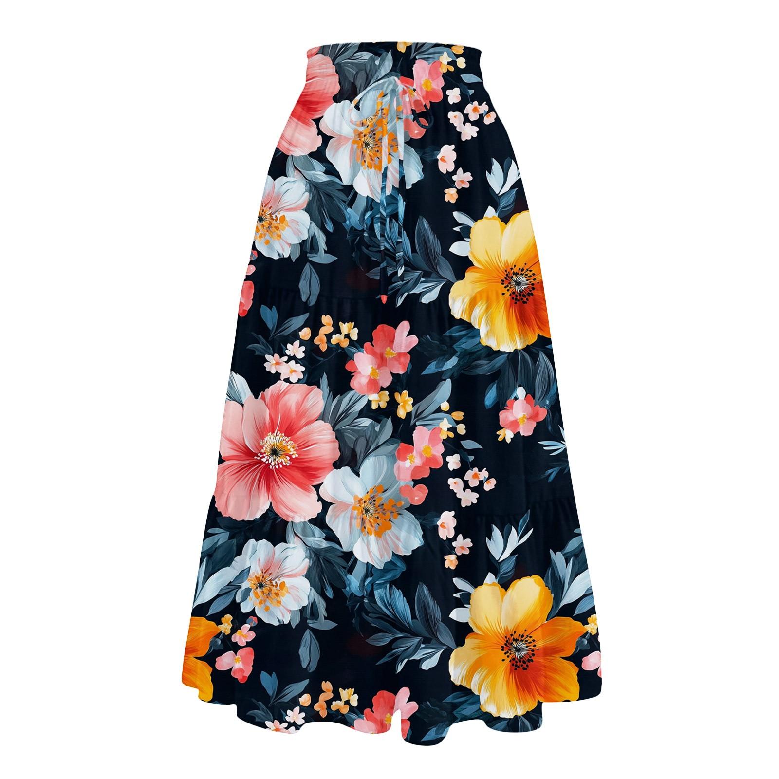 

Женская повседневная и модная юбка с цветочным принтом и эластичным поясом, свободная юбка с талией M