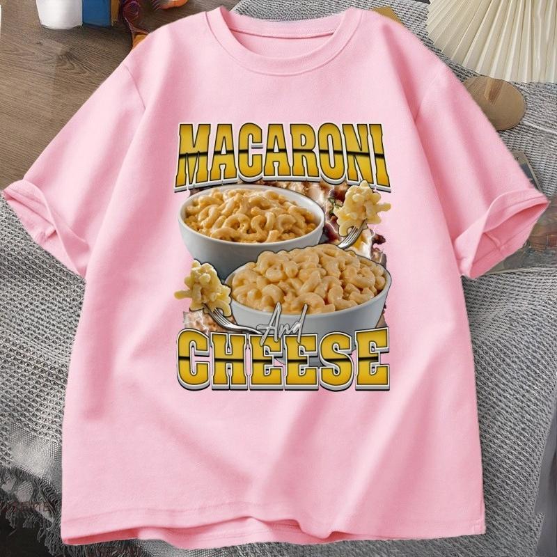 Macaroni Cheese Rap Vintage Graphic TShirt Funny Retro Food Lover Tshirt 90s Aesthetic Trendy Y2K Streetwear Tees Clothes