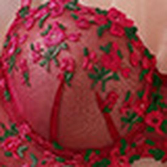 French Pink Floral Embroidered Bra and Thong Lingerie Set