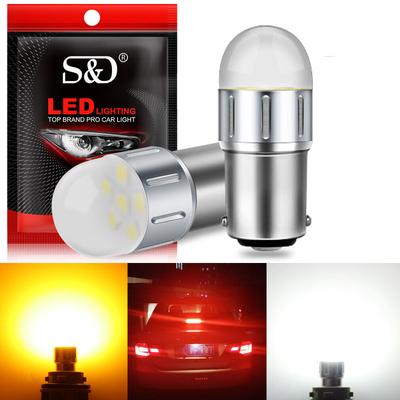 2ST Bilbåtsbyte Vit 3D 6SMD BA15D 1142 Led Cabin Marine Boat LED-interiörlampor Glödlampor 1004 1076 1142 Led-lampor Icke-polaritet Röd Gul