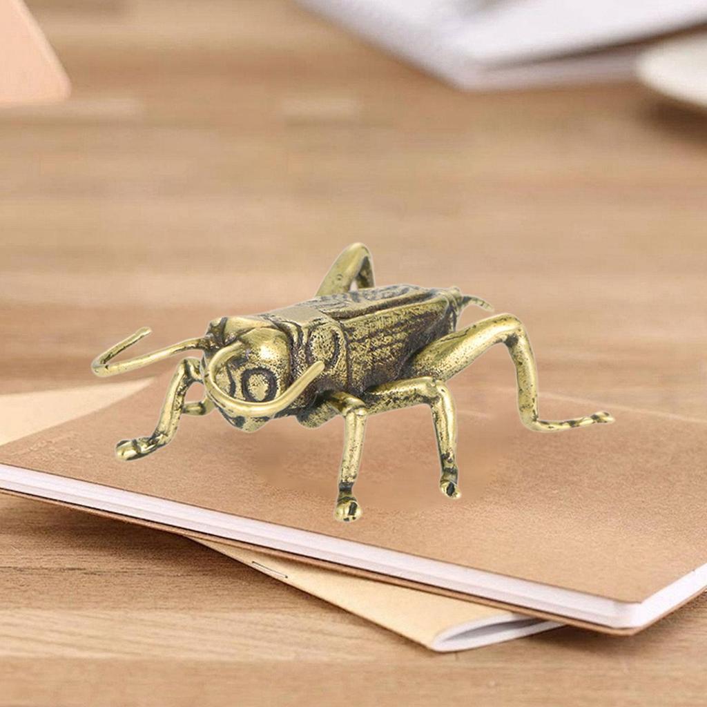 Brass Cricket Statue Desktop Ornament, Good Fortune Lucky Figurine Wealth Decor for Office Room Table Home