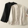 New Chinese Style Vintage Oversized Stand Collar Long Sleeve Shirt Cardigan Coat