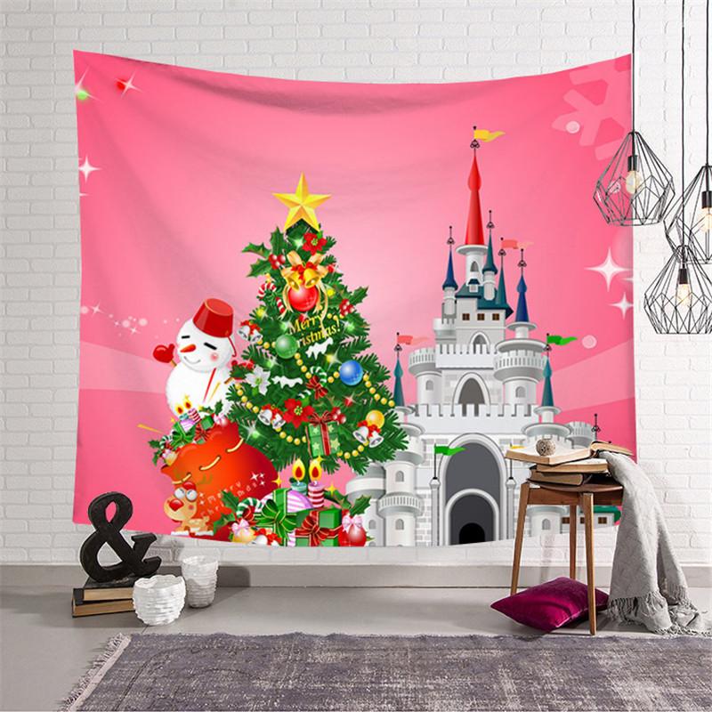 75X58cm Frohe Weihnachten Tapisserie Cartoon Santa Claus Gedruckt Wand Hängen Tuch Hintergrund Tuch Hause Dekorative Wand Decke