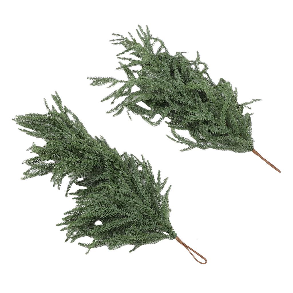 2 Pcs Norfolk Pine Teardrop Swag 26.77 Inch Length Plastic Artificial Pine Needle Teardrop Wreath for Home Decoration