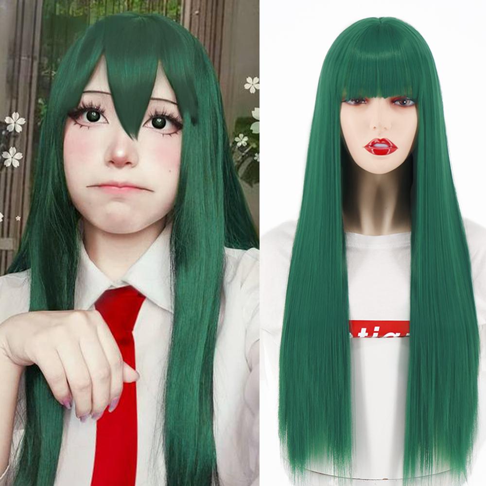 MERISIHAIR Brown Long Straight Wig with Blunt Bangs Synthetic Heat Resistant Fiber Wig for Women Daily Wear