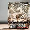 Chinese Style Loong Edo Kiriko Whiskey Glass Hand Engraved Dragon Amber Crystal Brandy Xo Rock Wine Snifter Whisky Cup Gift Box
