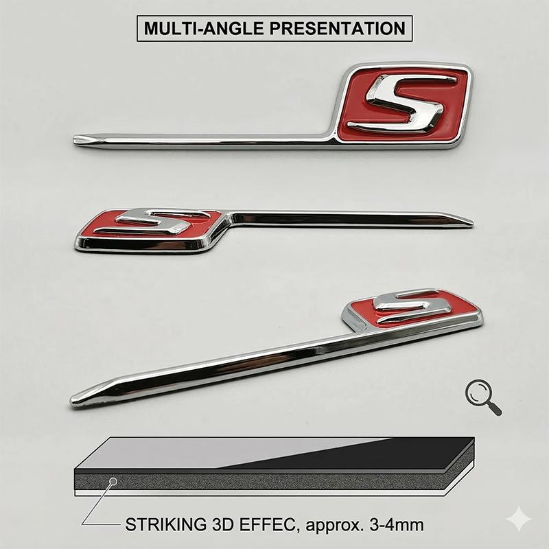 3D ABS S Letter Logo Rear Trunk Emblem Badge For Mercedes Benz AMG C63S E63S GLC63S Car Styling Fender Decal Sticker