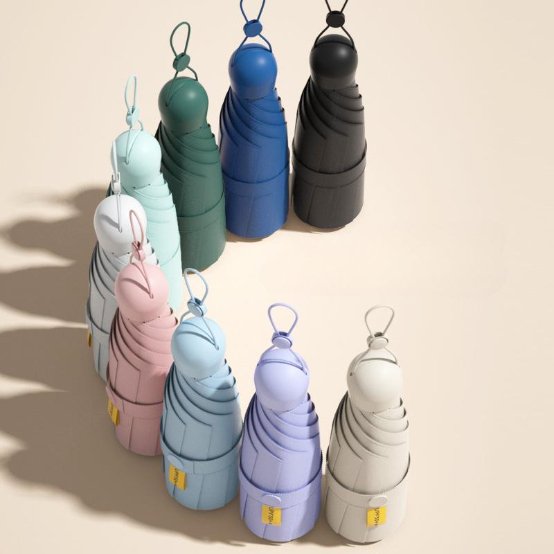 Mini-Damenregenschirm Kleiner Taschen-Fünffach-Sonnenschirm Sonnenschirme Sonnenschutz UV-Schutz Kapselschirm Sonnig und Regnerisch