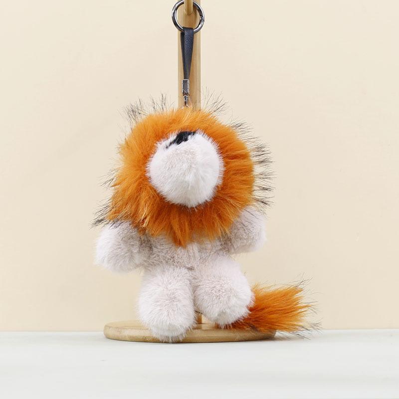 

Stuffed Plush Lion Animal Pp Cotton Soft Charm Toy For Kids School Bag Decor помаранчевий