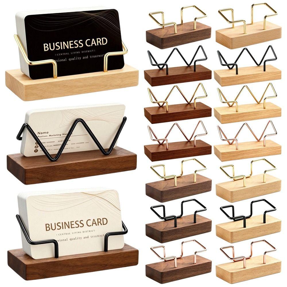 Multiple Styles Name Card Stand Wooden Desktop Card Holder Desk Card Display Rack  Hotel