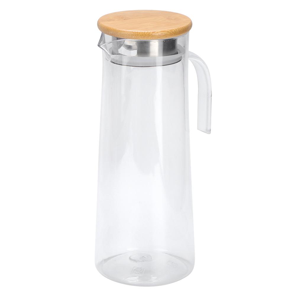 1.2L Acrylic Transparent Juice Bottle Cold Water Pitcher Jug for Bar Home UseBamboo Lid