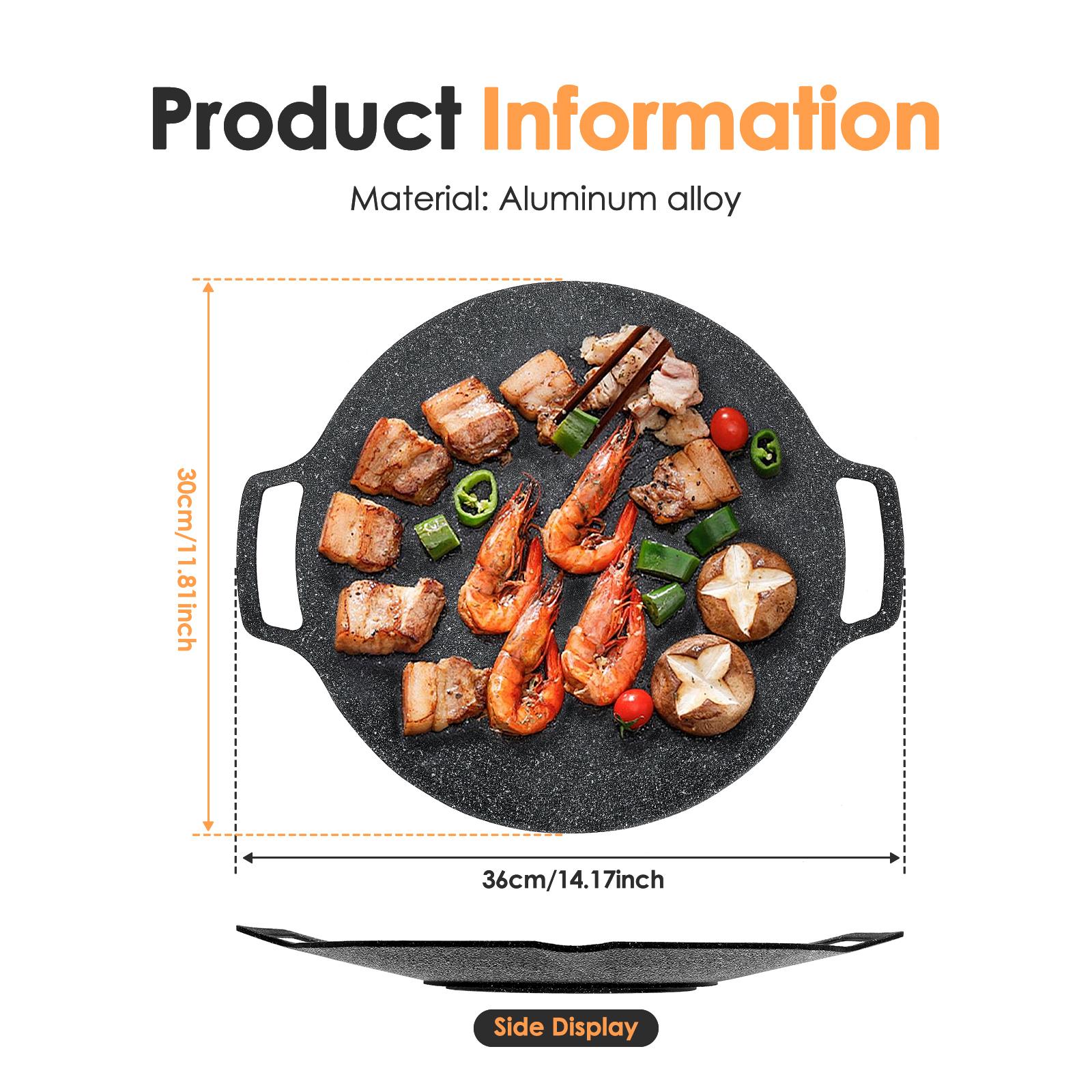 

BBQ Grill Pan 11.8/13inch Round BBQ Ovenware Aluminium Alloy Non Stick Korean BBQ Grill Pan for Home Kitchen Camping Travel