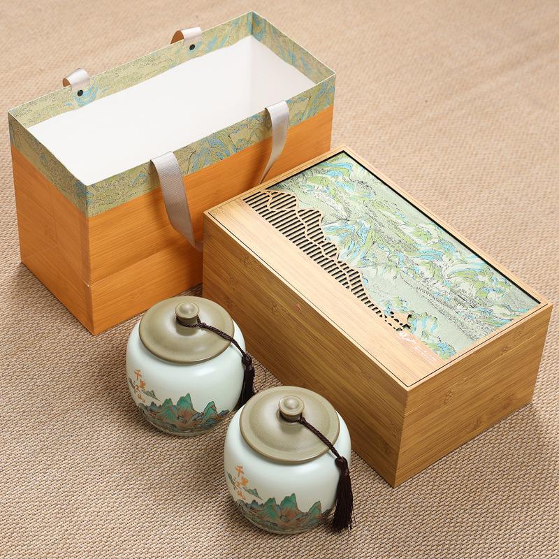 Empty Box Packaging Box Gold Junmei Longjing Green Tea Red Tea Maojian Black Tea High End Ceramic Can Universal Tea Gift Box