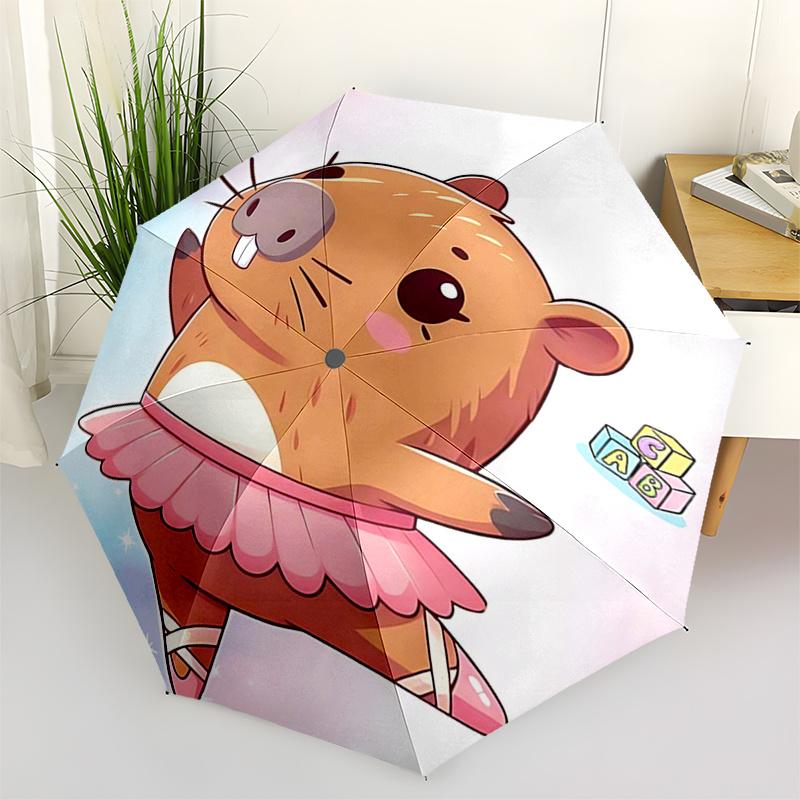 

Capybara Themed Travel Umbrella-8 Ribs Automatic Opening and Closing, Portable Folding Design, Compact and Stylish Umbrella Suitable for Out