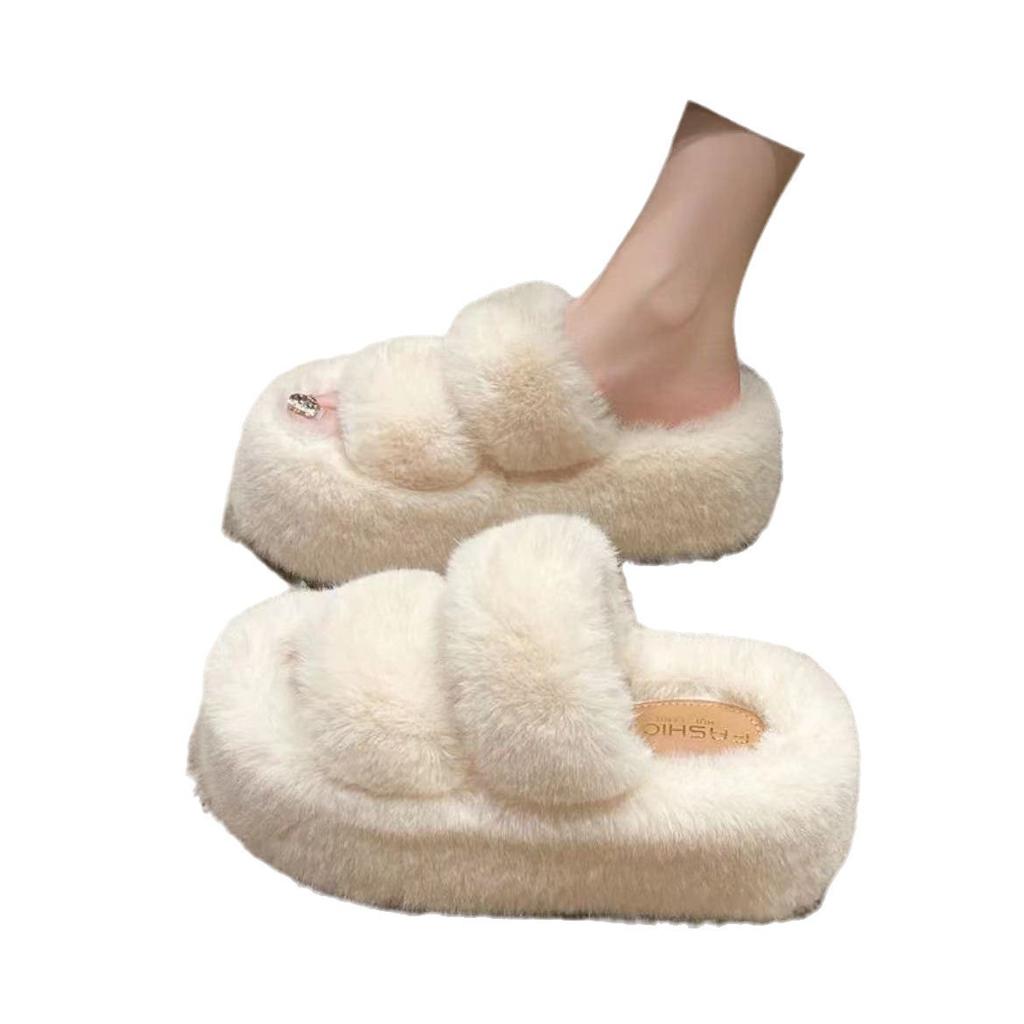 Mao Mao Slippers Women's Outer Wear 2025 New Korean Version Ins Trendy Shoes Autumn and Winter Home Cotton Slippers Spring and Autumn One-word Drag
