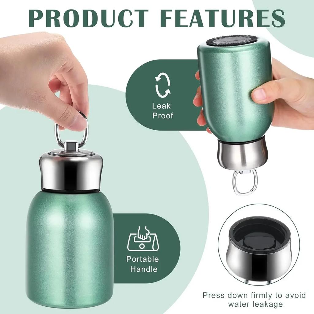 Portable Pocket Cup 350ml Mini Stainless Steel Thermal Flask Double Wall Vacuum Insulated Camping Water Bottle for Hiking Travel