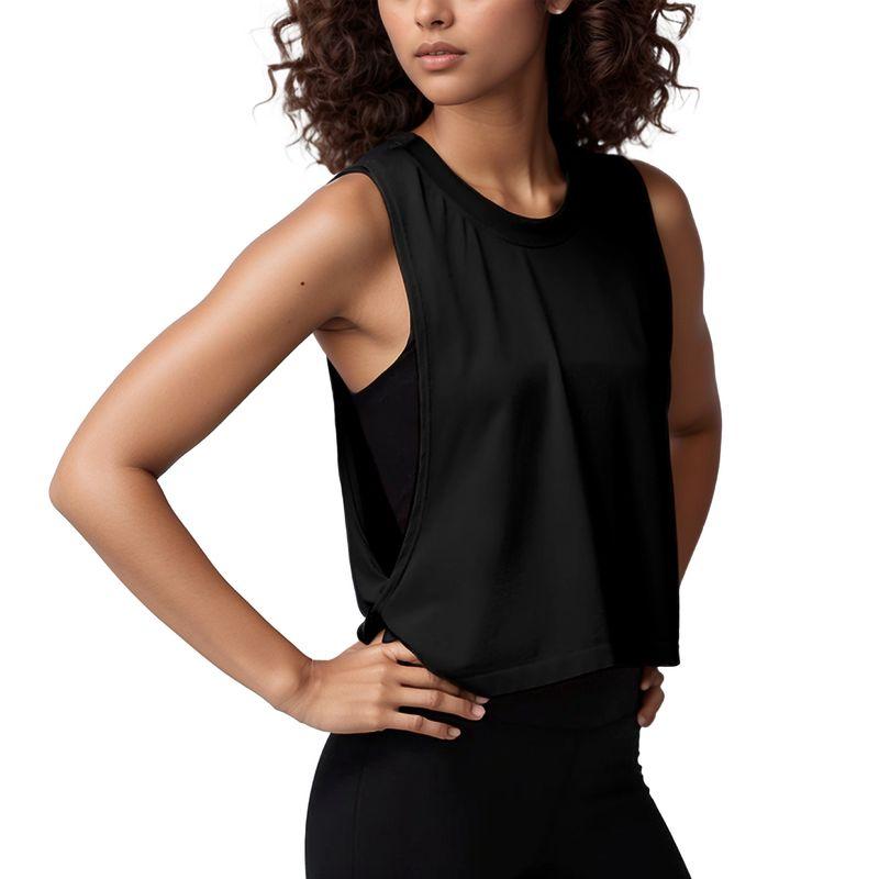 

Loose Sleeveless Cover up Sports Vest Women T-shirt Lightweight Breathable Running Yoga Clothes Top Fitness Vest Quick-Drying Elegant Black XL