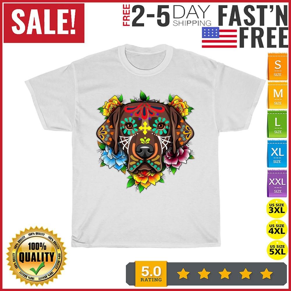 

Black Labrador Retriever Day of the Dead Sugar Skull Lab Dog T Shirt Men Women S