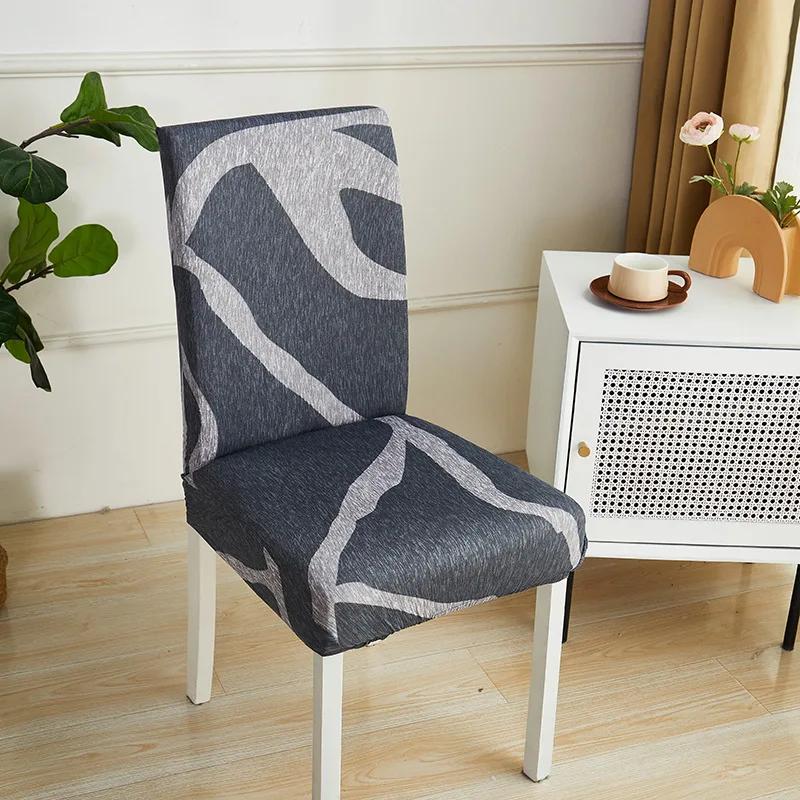 Washable Big Elastic Kitchen Chair Covers 1 Pieces Printed Chair Cover Stretch Seat Slipcovers For Dining Room Wedding