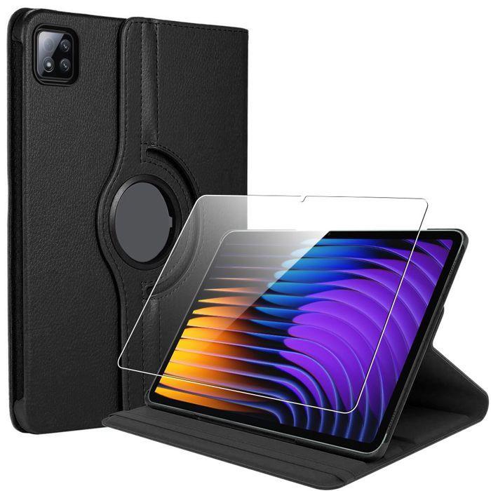 Coque + Verre Trempé pour Xiaomi Pad 7 / 7 Pro, Antichoc Anti-Rayures avec Support Rotatif - Noir