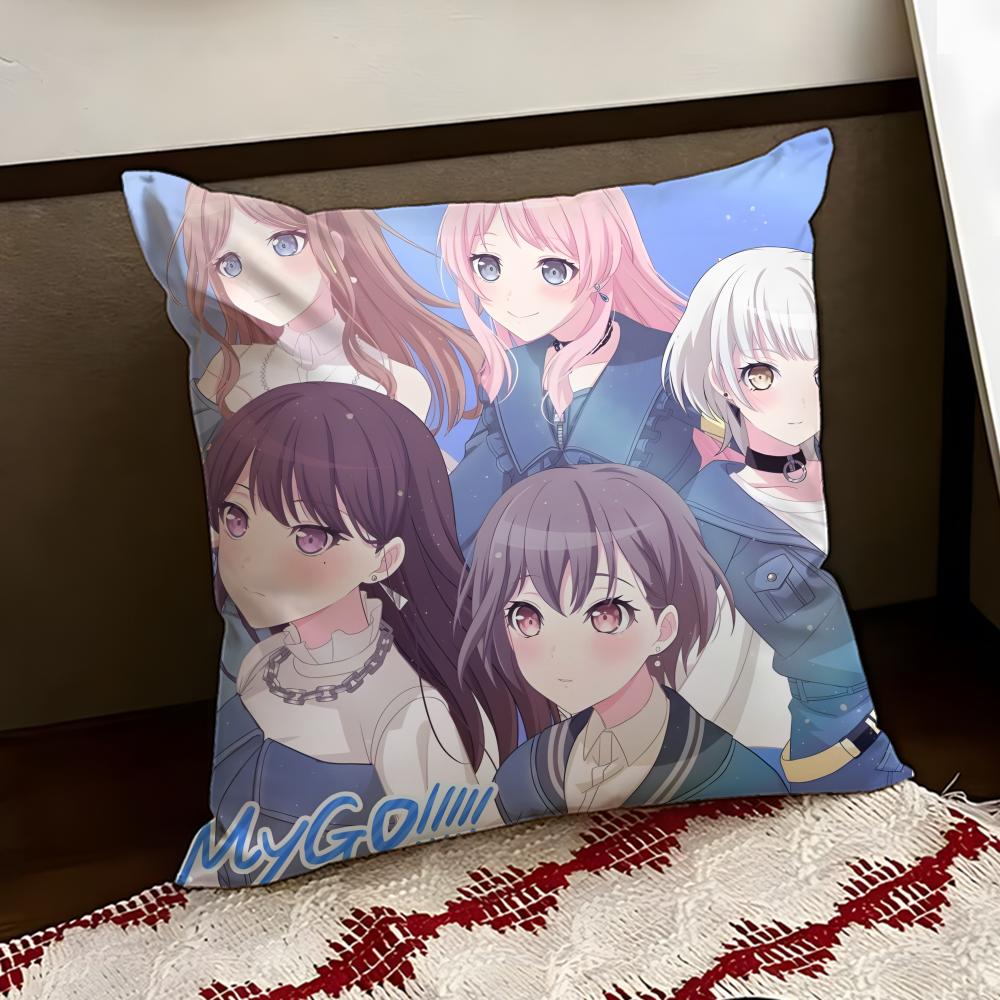 Anime BBanG DDream Its MyGO Cushion Cover Reversible Soft Durable Pillow Cover Home  Car MultiScene Use for Daily Comfort