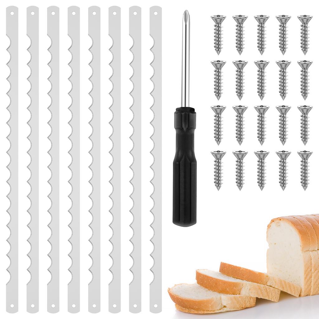 8 Stainless Steel Bread Cutting Knife Replacement Blades Equipped with Screws and Screwdrivers Serrated Bread Replacement Blades
