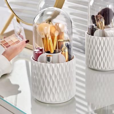 1 Pz Scatola Porta Pennelli Trucco Rotante Portatile Multifunzione Antipolvere Organizer da Tavolo Porta Rossetto Ombretto Cosmetici