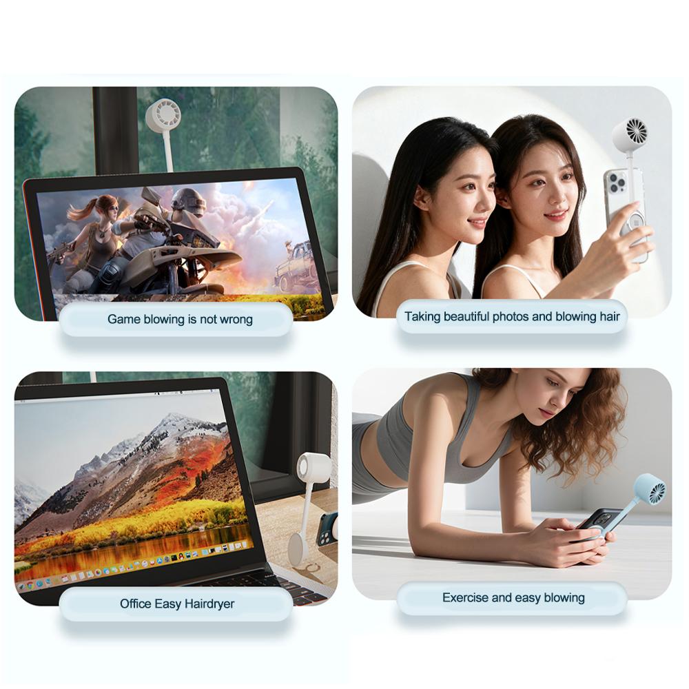 Multifunctional Magnetic Fan With Light USB Rechargeable Fan Outdoor Rotatable Fan Cooling Travel Hand Fans Desktop Phone Stand