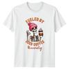 Fueled By Iced Coffee & Anxiety T-Shirt Skeleton Coffee Humor Birthday Gift