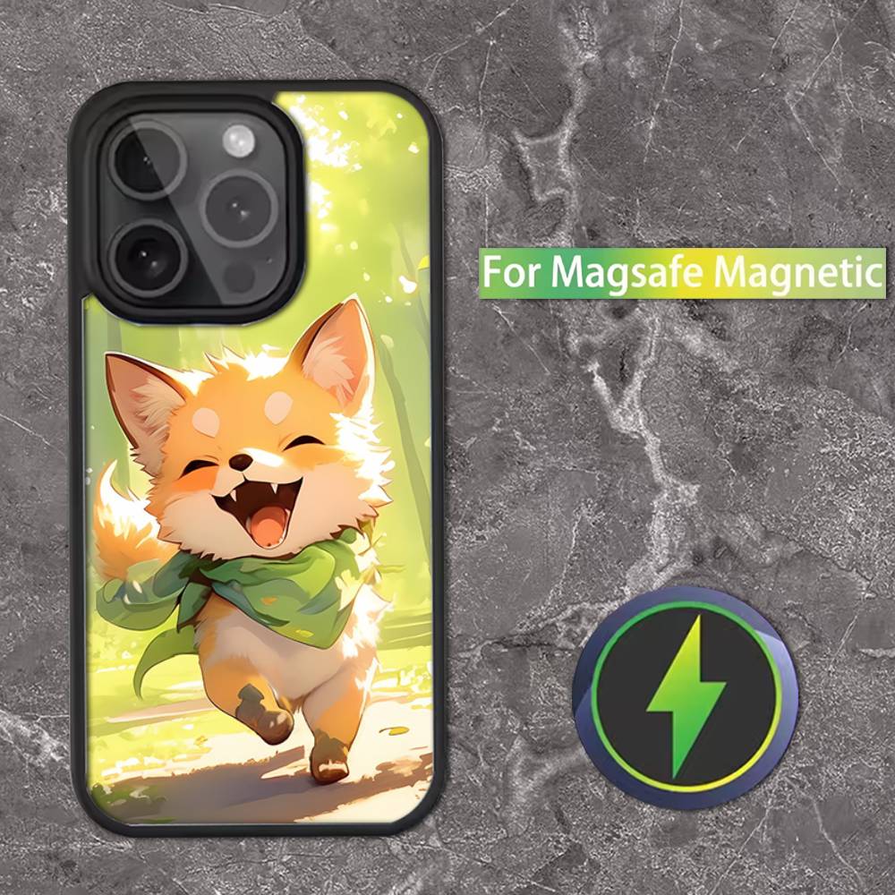 Cute Fox Cartoon For iPhone 11,12,13,14,15,16,17,Pro,Max,Plus,Mini,SE4,E Phone Case Magnetic For Magsafe Wireless