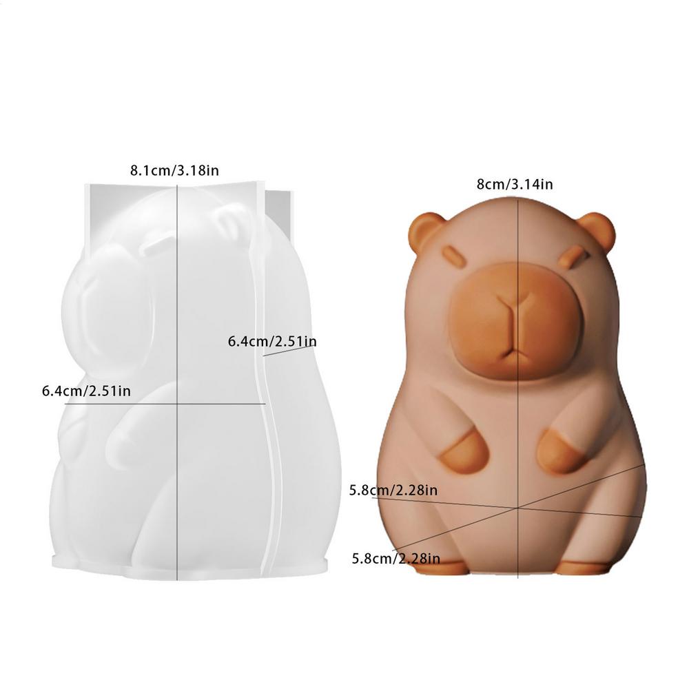 3D Capybara Silicone Mold Flexible Reusable Non-Stick Lovely Animal Moulds for Ice Cream Cake Ice Block Figurine Casting Making