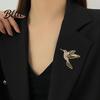 Vintage Alloy Brooch Bling Rhinestone Hummingbird Brooch  Hollow Flying Bird Jewelry Pin  Accessory for Coats Scarves Dresses Shirts Lapel Pin