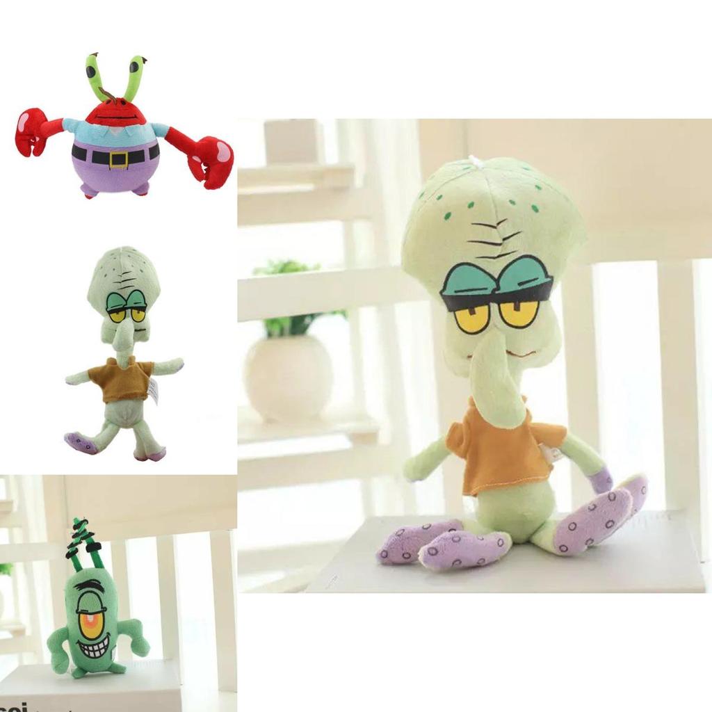 Set di Giocattoli Peluche Corti Carini Cartoni Animati Polpo Granchio Stella Marina Lumaca Serie Spongebob
