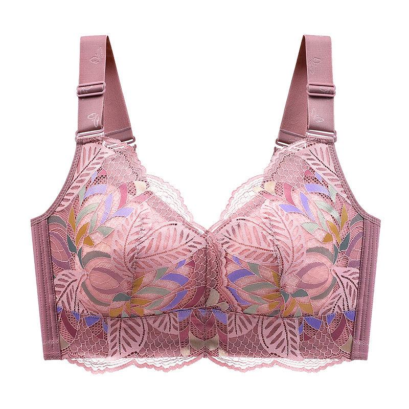 Plus Size Women's Summer Full Cup Non Underwire Reclining Pair of Breathable Underwear