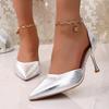 Fashion Gold Pointed Toe Thin Heel Pumps Women 2026 Plus Size 35-42 Ankle Bukle Pumps Woman Party Wedding High Heel Shoes Female