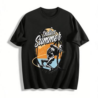 Endless Summer Vintage Skateboard Graphic Casual Tee Shirt Pure Cotton T-shirt