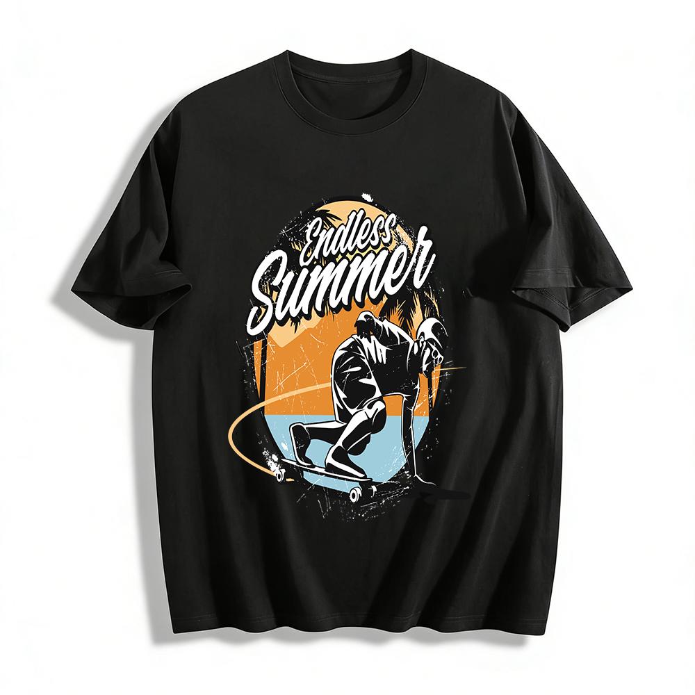 Endless Summer Vintage Skateboard Graphic Casual Tee Shirt Pure cotton T-shirt XXS