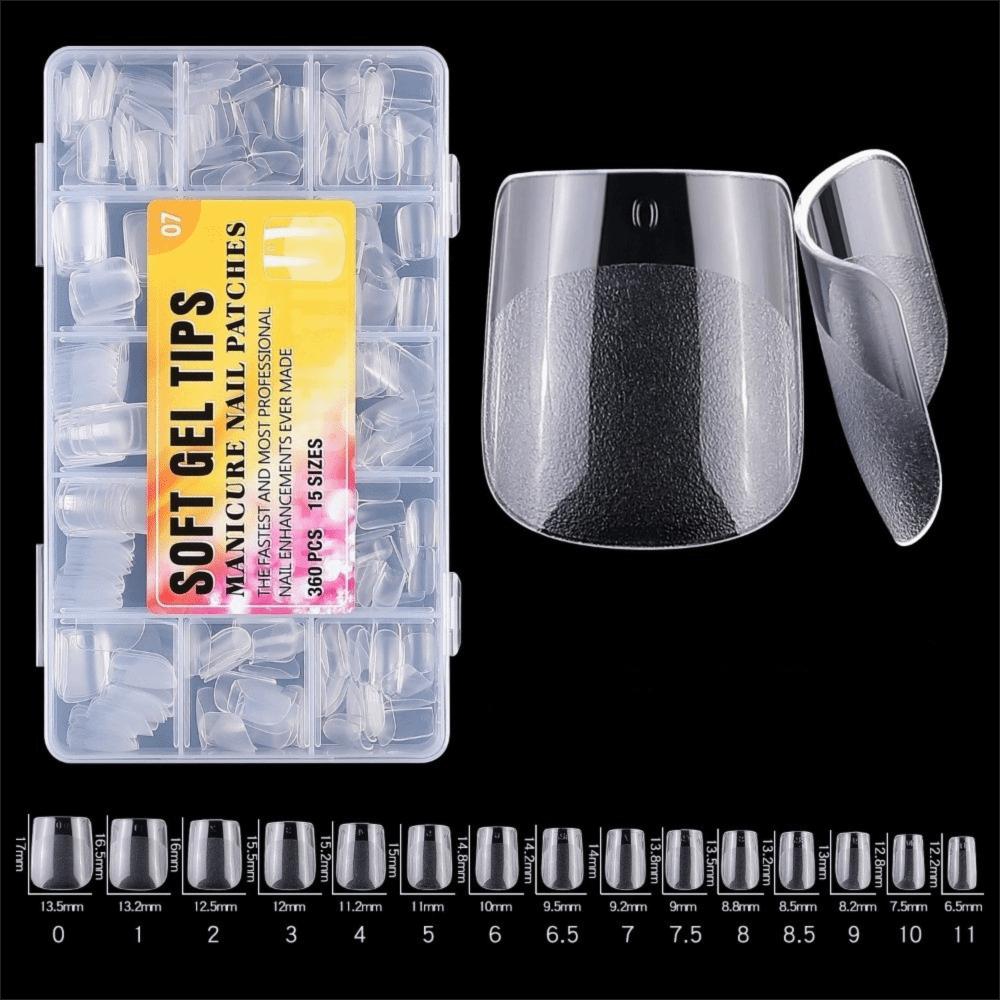 360Pcs Ultra-short Semi-frosted Transparent Nail Plates Traceless Full Cover Dual Nail Forms Almond Oval Coffin Square Reusable